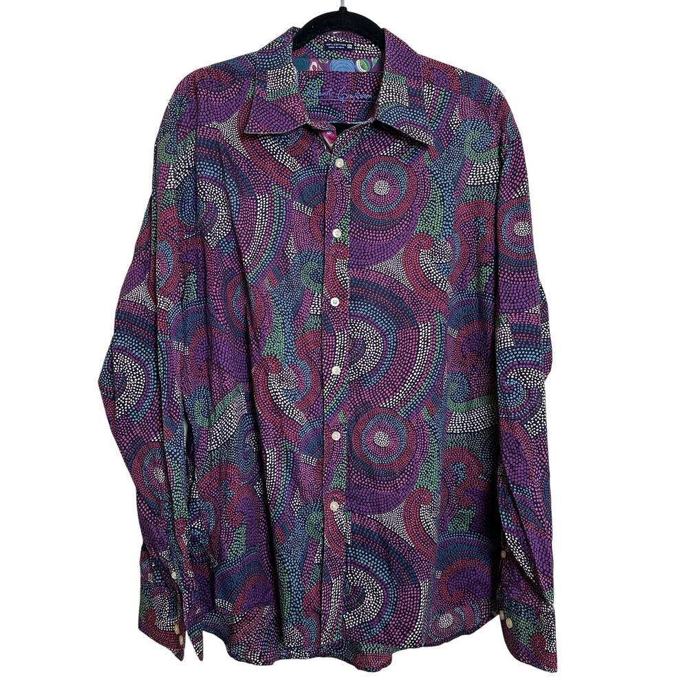 Robert Graham Multicolored Cotton Long Sleeve Button Down Shirt sz 2XL EUC